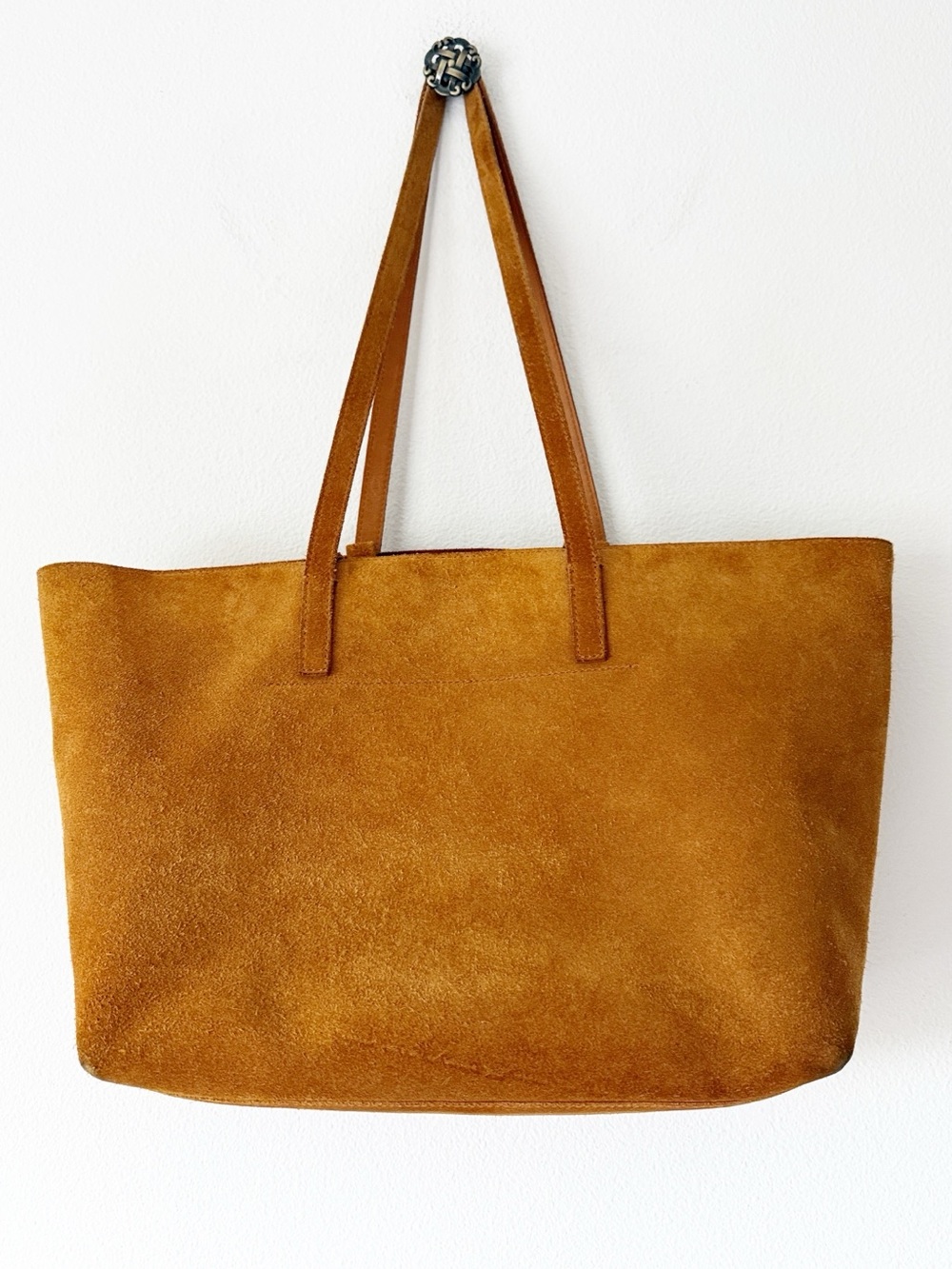 Madewell The Zip-Top Essential Suede Office Work Laptop Tote in Dark Ca